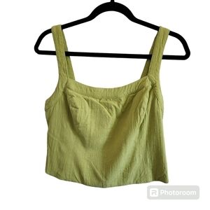 FREE PEOPLE GREEN CROPPED TOP